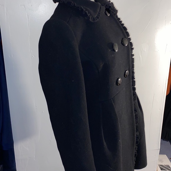 Kate spade ruffle bow back coat size 4 black - Picture 7 of 15